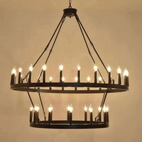 Lustre suspendu rond rustique vintage industriel pour loft, salle à manger, hôtel, club, et projets d'ingénierie