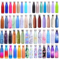 Botol minum olahraga bentuk cola, termos vakum berinsulasi stainless steel 500ml