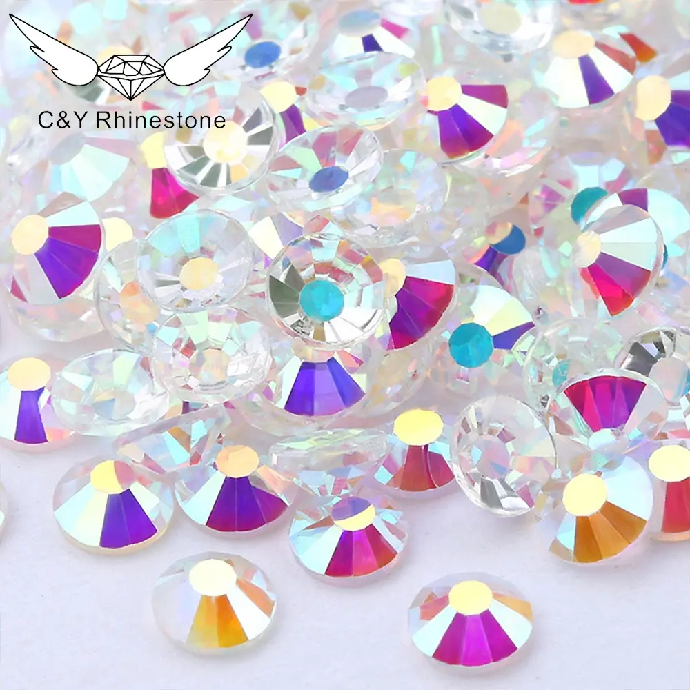 CY SS8 Multicolor Wholesale Crystal Nail Art Decoration AB Flatback Non Hotfix Glass Diamond Rhinestones In Bulk