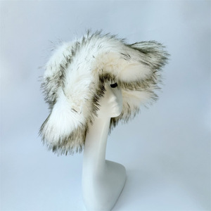 Inverno Faux Oversized Balde Chapéu Mulheres Quente Pelúcia Pescador Chapéu - Product Image 2