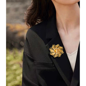 高品質の大きな花火の形不規則な花のブローチ真鍮18K金メッキブローチ女性用ヴィンテージステートメントジュエリー2023 - Product Image 2