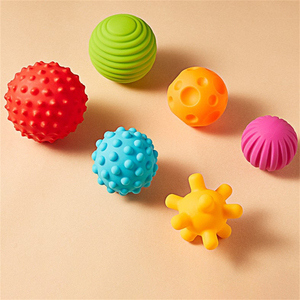 Éducatif précoce enfant en bas âge sensoriel couleur vive 6 pièces caoutchouc bébé pincement doux au toucher main balle ensemble jouets de bain - Product Image 2