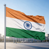 Drapeau national indien 3x5 pieds 100% polyester résistant au vent pour la Journée nationale, les élections, les défilés, les grands événements, logo personnalisé, stock disponible