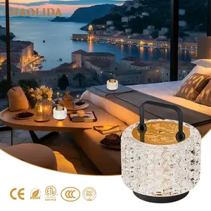 HLD portable modern table lamps luxury warmwhite dimmable crystal table lamp for hotel living room bed room
