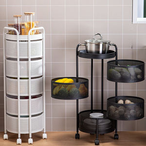 KSY Rack Rotatable Storage Vegetable Fruit Basket 360 Degree Rotating Storage Rack Storage Space Multi-layer Rotatable Shelf
