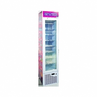 Congélateur vertical commercial 21-105L pour crème glacée, réfrigérateur compact et fin, éclairage LED, compresseur, refroidissement par air, affichage en marbre