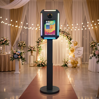 Kiosque photo pour iPad avec panneau de 13 pouces, hauteur réglable, éclairage LED, support verrouillable pour mariages, événements, fêtes