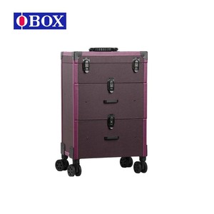 Trousse de maquillage Obox à trois étages avec poignée trolley, grande capacité 8,5 kg, organiseur de cosmétiques pour rangement à domicile, printemps 2023 - Product Image 4