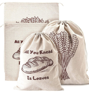 Bolsa de pan de lino ecológica personalizada sin forro, lavable, para inventario, embalaje casero, con cordón, reciclable - Product Image 1