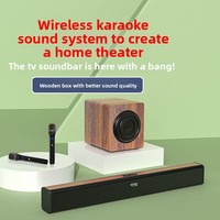 Barre de son en bois pour projecteur TV, microphone, système audio domestique, caisson de basses, 8 haut-parleurs, 2.1 canaux