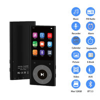 Reproductor de música MP3 multifuncional Radio Grabadora de voz Radio FM Lectura de libros electrónicos Botones táctiles Compatible con formatos de audio WAV FLAC APE