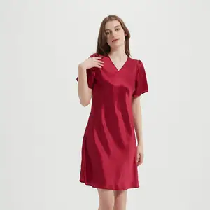 여자 실크 잠옷 100% 실크 드레싱 가운 뽕나무 실크 나이트 드레스