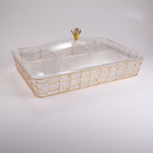 Acrylic sweet box plastic candy bowl snack box with seperation with cover