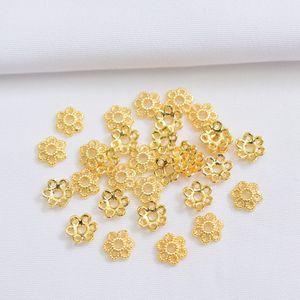 Perles en gros plaquées or 14k 18k, perles intercalaires, embouts en <span class=keywords><strong>laiton</strong></span> argenté rose, capuchons de perles en forme de fleur pour la fabrication de bijoux et colliers - Product Image 5