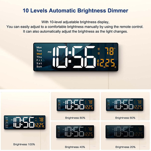 LED Desk <strong>Clock</strong> Automatic Dimming Digital <strong>Wall</strong> <strong>Clock</strong> Modern Electronic Home Time Tracker for Living Room <strong>Bathroom</strong> Outdoor - Product Image 2