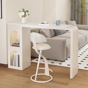 Mesa de Bar de Estilo Moderno y Lujoso para el Hogar, Separador de Ambientes para Sala de Estar, Arco de Pared, Mesa de Patas Altas, Estilo Cremoso para Balcón - Product Image 1