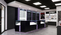 Présentoir à cigarettes moderne et écologique APEX, recyclable, en métal, avec éclairage LED, présentoir à tabac pour comptoir de magasin de tabac