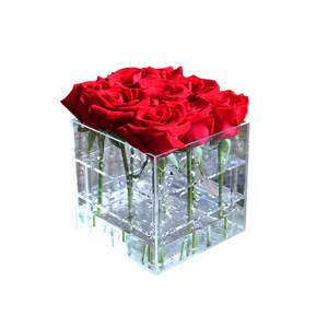 Yun Zhuo Transparent Acrylic <b>Flower</b> <b>Box</b> Square Water Storing Rose Display Gift <b>Box</b> 1-3L Standing Type - Product Image 5