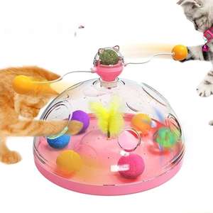 Bola de juguete interactivo para gatos, molino de viento de hierba gatera con plumas verdes, Bola de rompecabezas, estimulador del apetito, gatos divertidos - Product Image 3