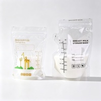 30 pièces/sac Sacs de conservation de lait maternel stériles sans BPA, à double fermeture éclair, avec encoche de déchirement, en PET/PE de qualité alimentaire, imprimés en héliogravure, multicouches