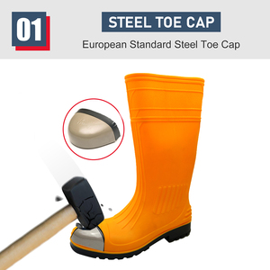 Bottes de sécurité en PVC CE S5 <span class=keywords><strong>orange</strong></span>, hauteur genou, antidérapantes, imperméables, résistantes à l'huile, aux acides et aux alcalis, avec embout en acier, anti-perforation et antistatiques - Product Image 3