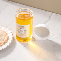 Bouteille de miel en verre ronde et haute vide de 150 ml, forme cylindrique, couvercle en plastique blanc, pot à sauce, col large, finition personnalisée, étiquette personnalisée