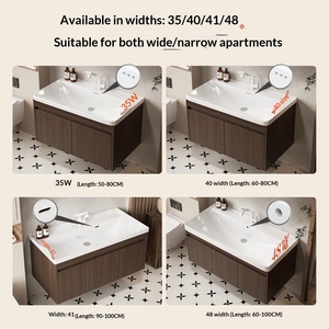 <span class=keywords><strong>Meuble</strong></span>-lavabo <span class=keywords><strong>de</strong></span> salle <span class=keywords><strong>de</strong></span> bain en bois <span class=keywords><strong>de</strong></span> noyer <span class=keywords><strong>de</strong></span> style antique vintage avec lavabo en céramique intégré et support en aluminium spatial - Product Image 5