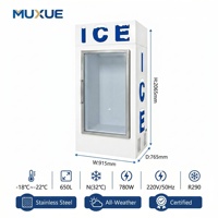 Congélateur vitrine Muxue à porte vitrée, capacité 650L, refroidissement par air, bac de stockage de glace, armoire à glace commerciale