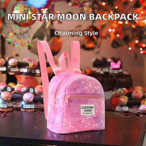 Cute Star Moon Print Mini <strong>Backpack</strong> for Girls Soft Plush Kids' <strong>Backpack</strong> for Outdoor Travel Daily Use <strong>Holidays</strong> Perfect School - Product Image 2