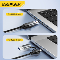 Adaptateur de câble réseau Ethernet ESSAGER ES-OTG30 petit 1000 Mbps 2 en 1 USB Type C vers RJ45 pour iPhone PC ordinateur de bureau