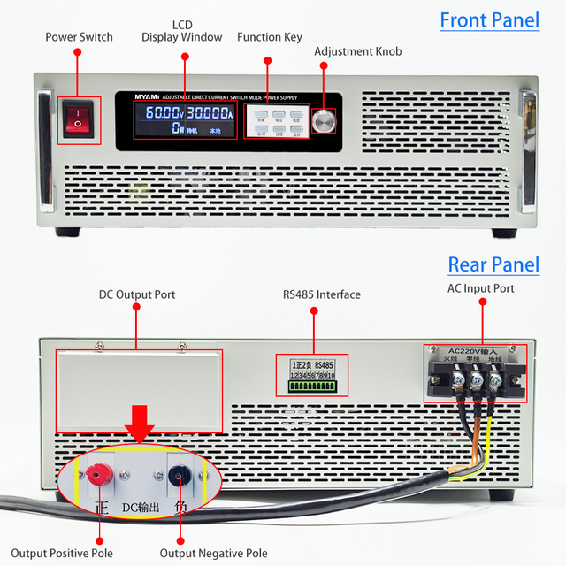 MYAMI 900W 1200W 1500W 1800W 2000W 2500W High Power Programmable DC Regulated Power Supply 6V 10V 150A 200A 250A 300A Laboratory