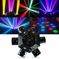 Mini projecteur LED King Kong à tête mobile, faisceau lumineux RGB, contrôle sonore, effet de projection, lumière de scène à six bras, effet œil d'abeille