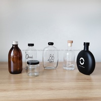 Bouteille en verre ronde de 500ml avec bouchon en métal | Bouteille de boisson avec logo personnalisé pour thé au lait, limonade et café glacé