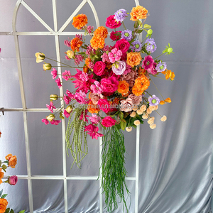 Arco di <span class=keywords><strong>Fiori</strong></span> Artificiali in Seta <span class=keywords><strong>Rosa</strong></span> e Gialla Fatto a Mano per Matrimoni, Natale e Capodanno Cinese - Product Image 3