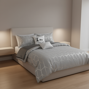 Parure de lit géométrique à motif métallique 3 pièces, taille King/Twin, en polyester tissé, pour chambre moderne - Product Image 2