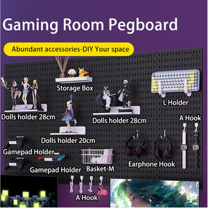 Panneau perforé mural pour salle de jeu Planche perforée multifonctionnelle Racks Pas de perçage Kit d'affichage mural plastique accessoire abandonné - Product Image 5