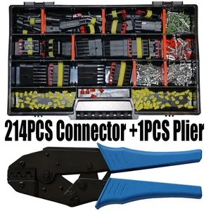 214 Stuks 1/<span class=keywords><strong>2</strong></span>/3/4/5/6 Pin Elektrische Waterdichte Draad Connector Plug Voor Auto Voertuig Vrachtwagen Motorfiets + 1 Stuks Krimptang Gereedschap - Product Image 2