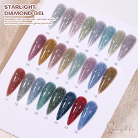 Lot de 24 vernis gel UV en gros avec paillettes et formes naturelles, non toxique, végétalien, écologique, longue tenue, idéal pour le DIY