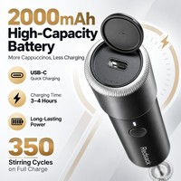 Mousseur à lait électrique portable à faible bruit IPX4 en acier inoxydable de qualité alimentaire 5200 tr/min pour lait d'avoine, latte, cappuccino, boissons au café