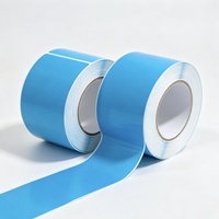 Rouleau d'étiquettes autocollantes bleues vierges, étiquettes personnalisées en transfert thermique couleur pour la marquage des stocks d'entrepôt