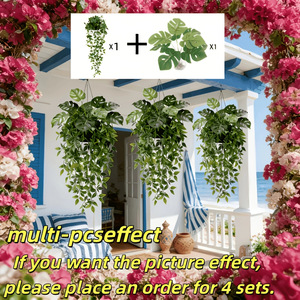 Plante artificielle suspendue MS63, 18 pouces, en PVC souple, vert océan, décoration murale intérieure/extérieure - Product Image 3