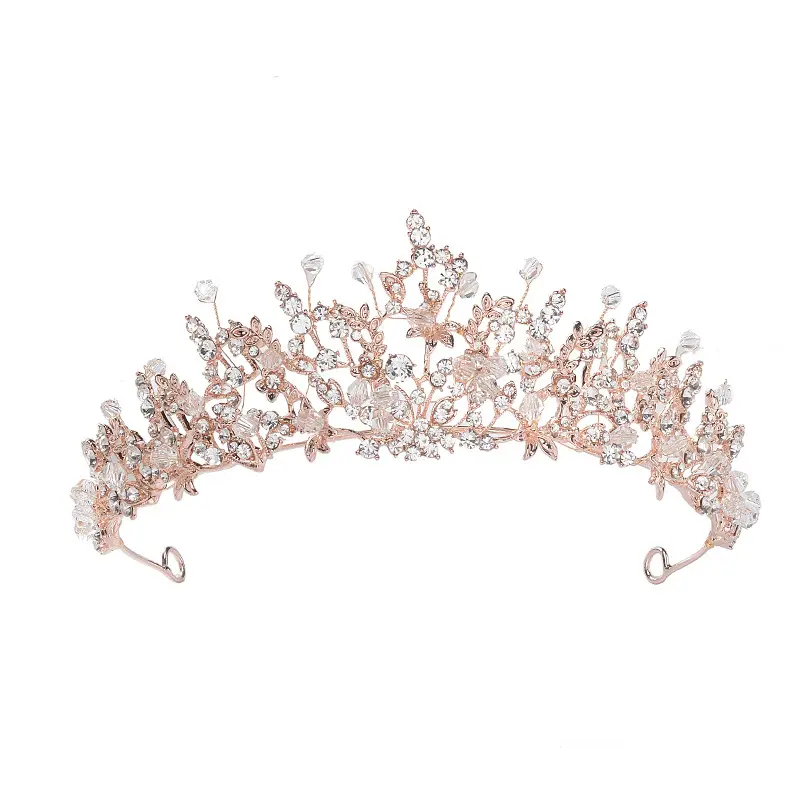 Handgemaakte Crystal Tiara Bridal Bloemen Kroon bruiloft haar sieraden