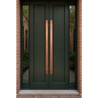 Poignée de porte en laiton massif à double rainure, quincaillerie longue en cuivre pour portes en verre, bois, hôtels, villas, portes commerciales - Vente en gros