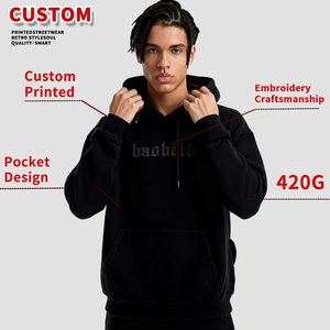Custom Hoodies Herenhoodies Katoen Unisex Dik Comfortabel Stijlvol 420G Oversized Winterkleding Kleding Jas Essentials Hoodie - Product Image 2