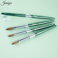 Fournisseur d'articles pour ongles 2027, pinceaux à ongles en poils de Kolinsky, manche en métal vert, pinceaux acryliques pour nail art Kolinsky