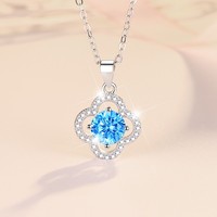 Kalung Liontin Daun Empat Perak Sterling 925 2CT 8mm Moissanite Bersertifikat GRA untuk Wanita - Laris Terjual