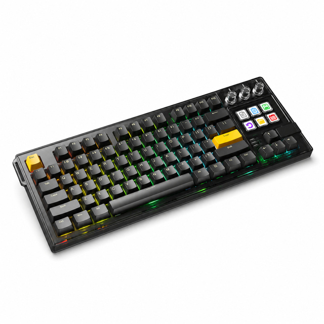 New Mirabox K1 Pro Gaming  Keyboard Wired RGB Backlit LCD Programmable for Desktop