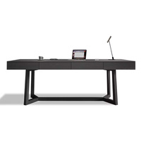 Bureau de direction moderne en bois massif noir, design nordique personnalisé, grandes dalles, marque ML, fabriqué en Chine