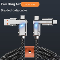 Cable USB Tipo C 4 en 1 con Trenzado de Nailon y Cobre Puro, Cable de Datos de Carga Rápida PD de 100 W para iPhone, para Samsung, para Cargador Rápido