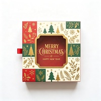 Boîte rigide coulissante personnalisée pour biscuits de Noël avec fenêtre transparente en PVC, emballage pour biscuits, boîte cadeau de Noël pour bonbons et friandises